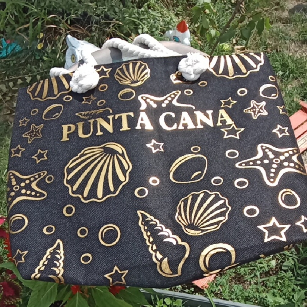 Punta Cana Black and Gold Tote Bag NWOT